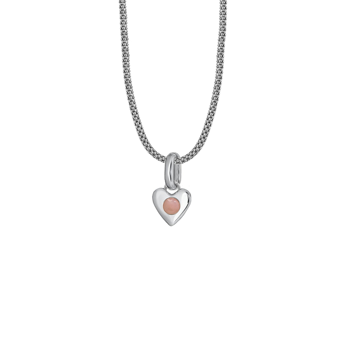 Naszyjnik Valentin Mini Silver z Kamieniem Baby Pink Owal