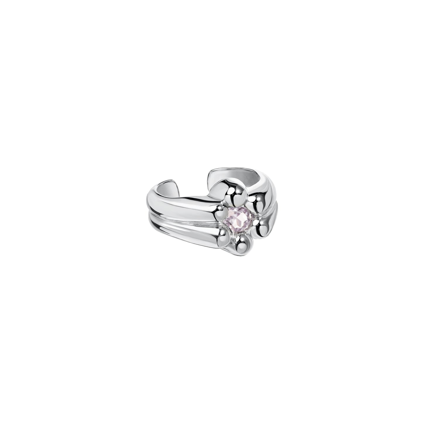 Sygnet Bloom Silver z kamieniem Pink