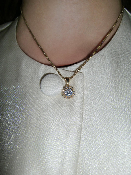 Naszyjnik Marquise Gold Zirconia Owal