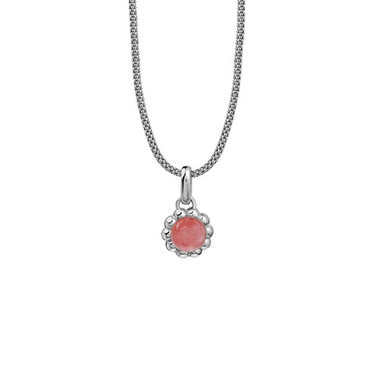 Naszyjnik Flora Silver z Kamieniem Pink Owal