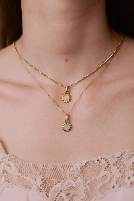 Naszyjnik Flora Gold z Kamieniem Aqua