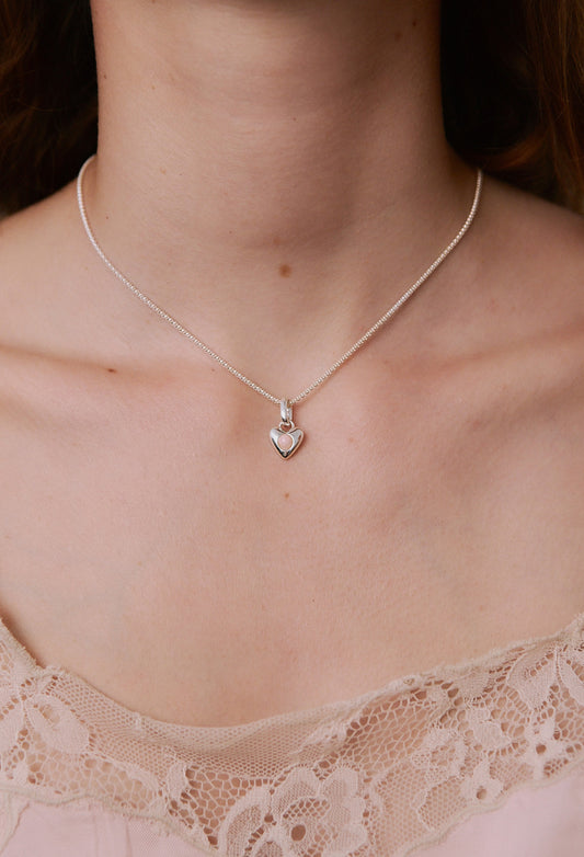 Naszyjnik Valentin Mini Silver z Kamieniem Baby Pink Owal