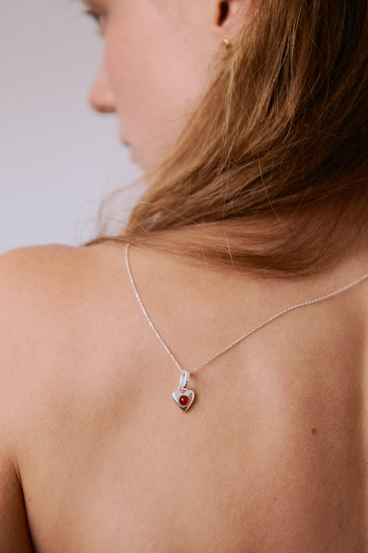 Naszyjnik Valentin Mini Silver z kamieniem Red