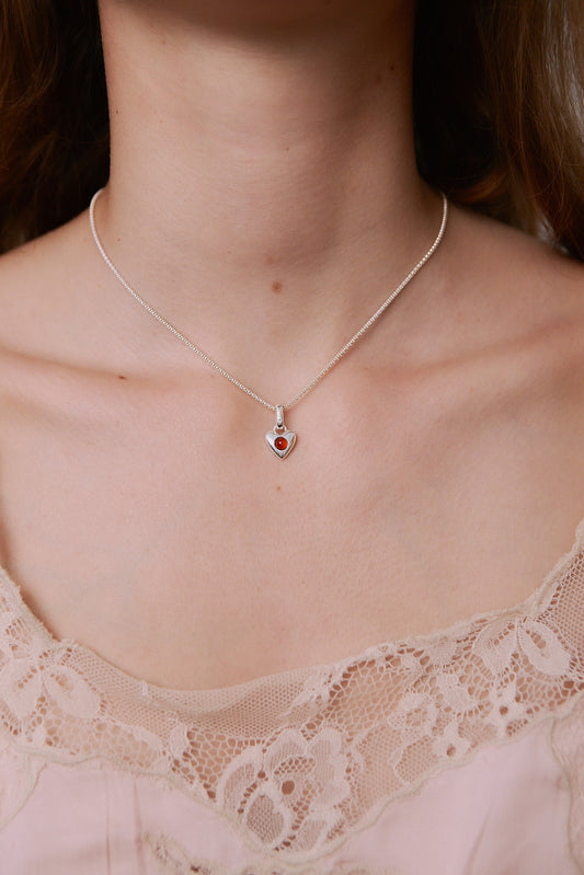 Naszyjnik Valentin Mini Silver z Kamieniem Red Owal