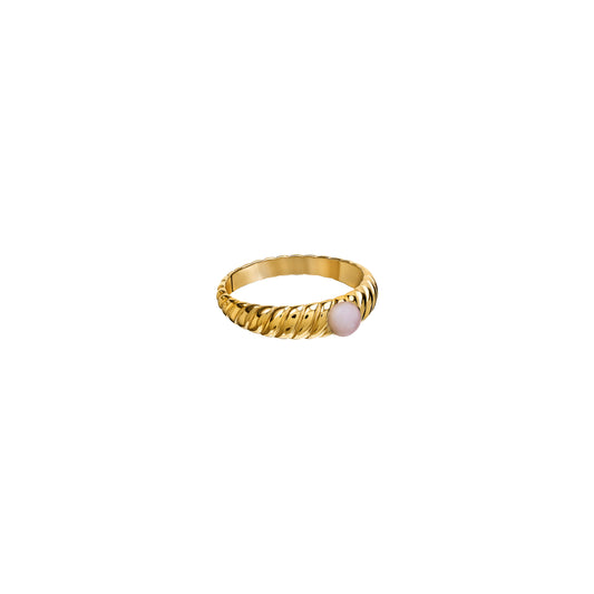 Obrączka Valentin Gold z kamieniem baby pink