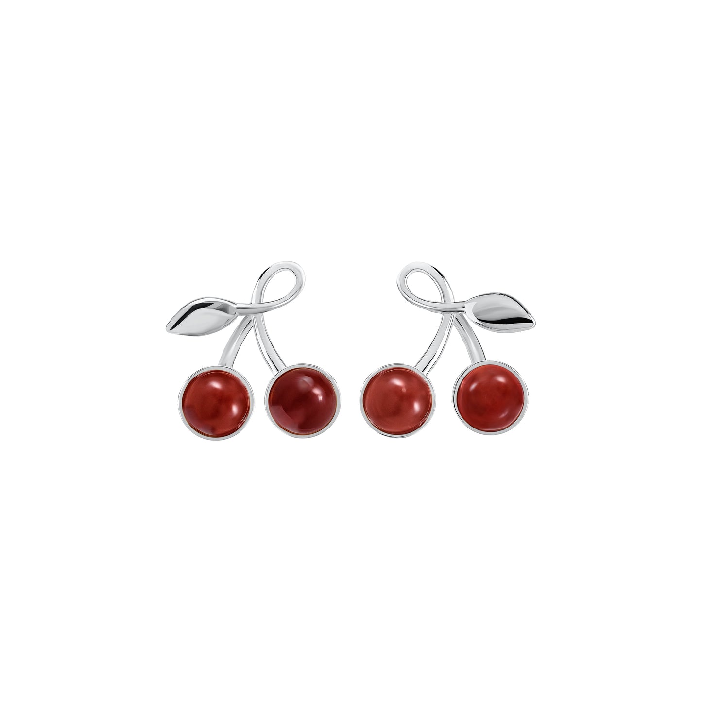Kolczyki Cherry Medium Silver z Kamieniami Red