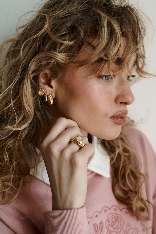 Kolczyki Flora Hoops Medium Gold