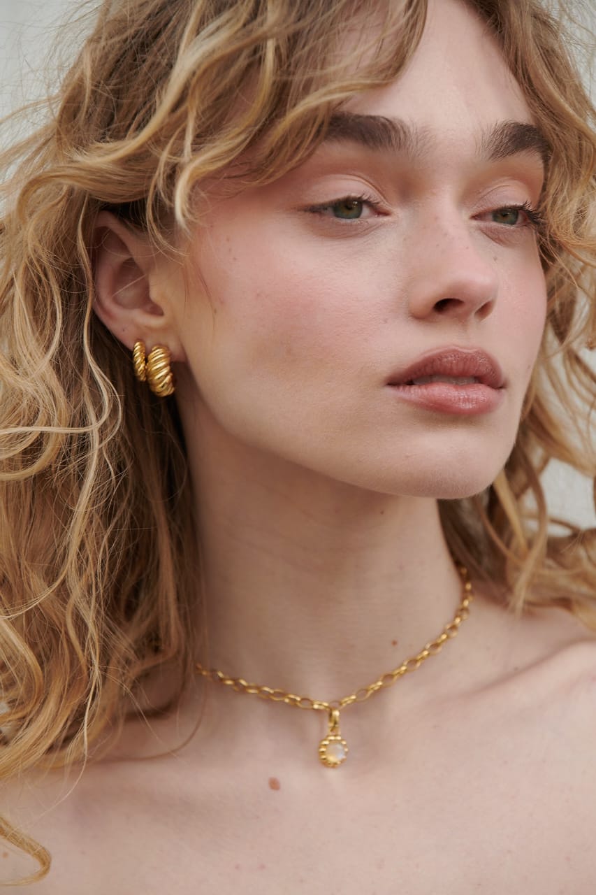 Kolczyki Flora Hoops Medium Gold