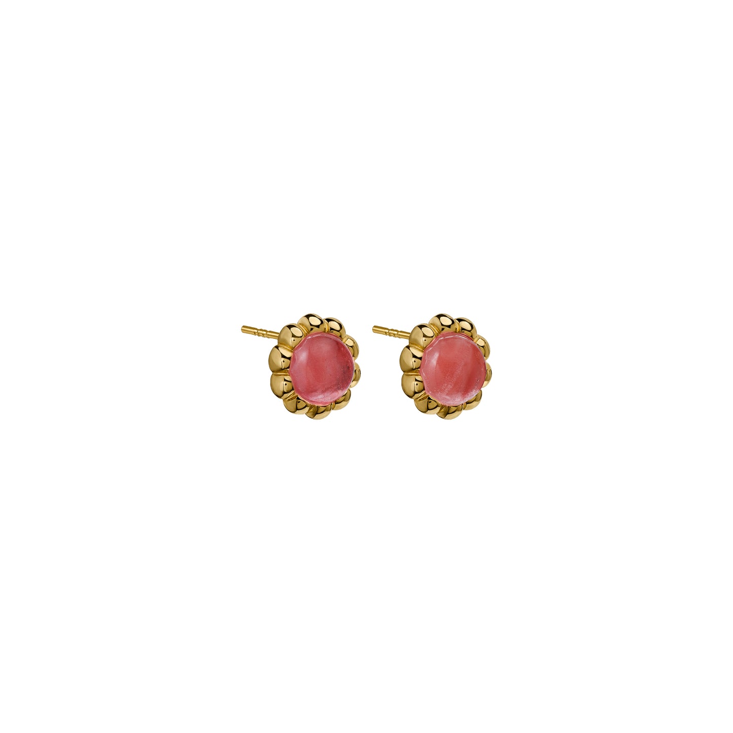 Kolczyki Flora Medium Gold z Kamieniem Pink