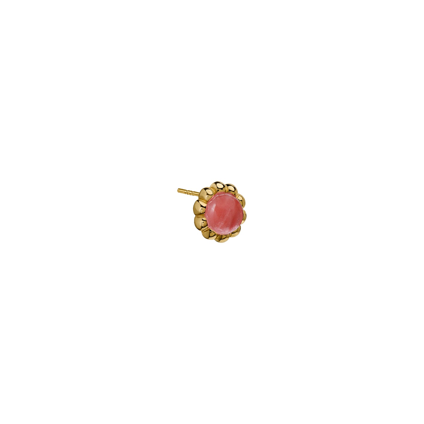 Kolczyki Flora Medium Gold z Kamieniem Pink
