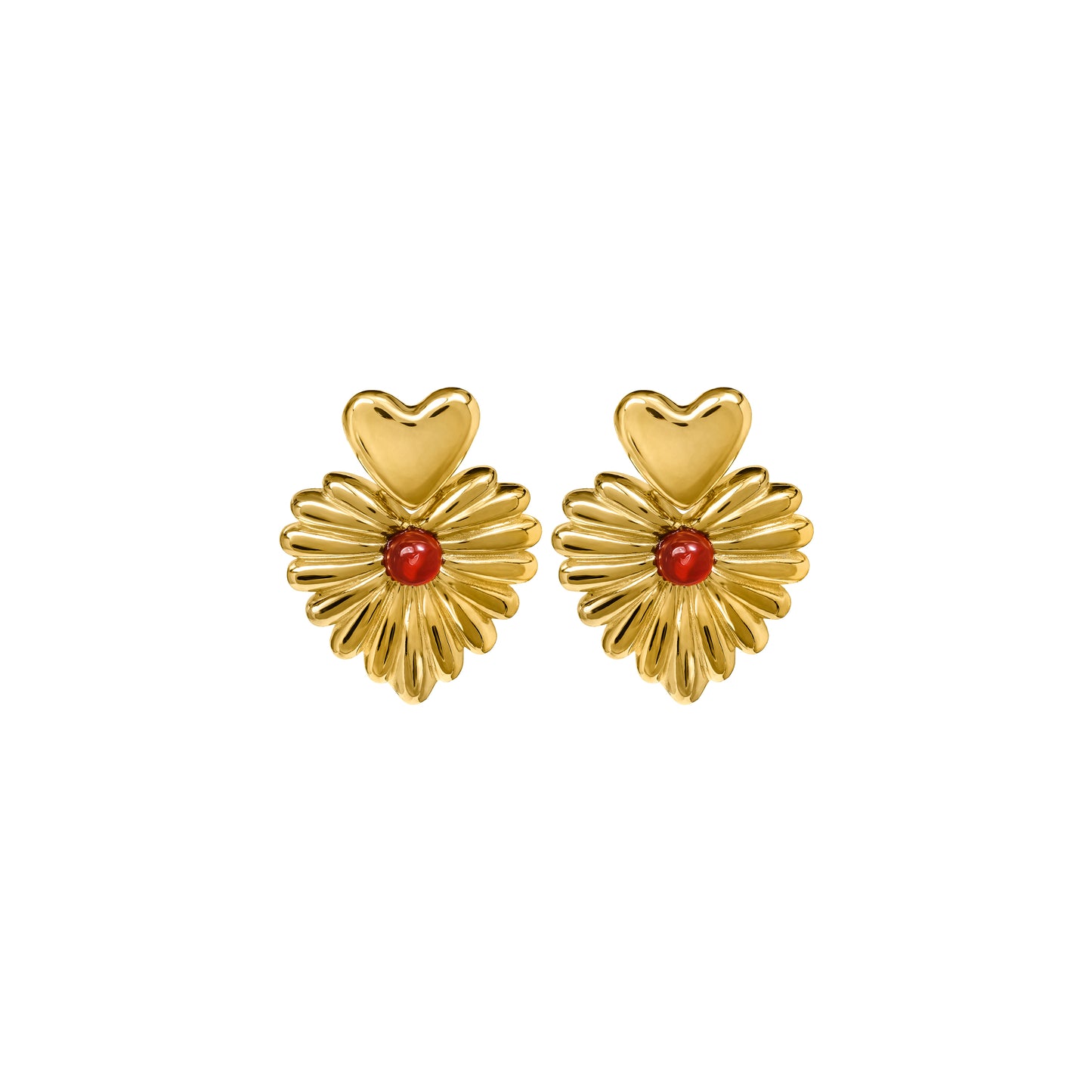 Kolczyki Valentin Maxi Gold z Kamieniem Red
