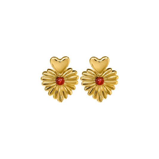 Kolczyki Valentin Maxi Gold z Kamieniem Red