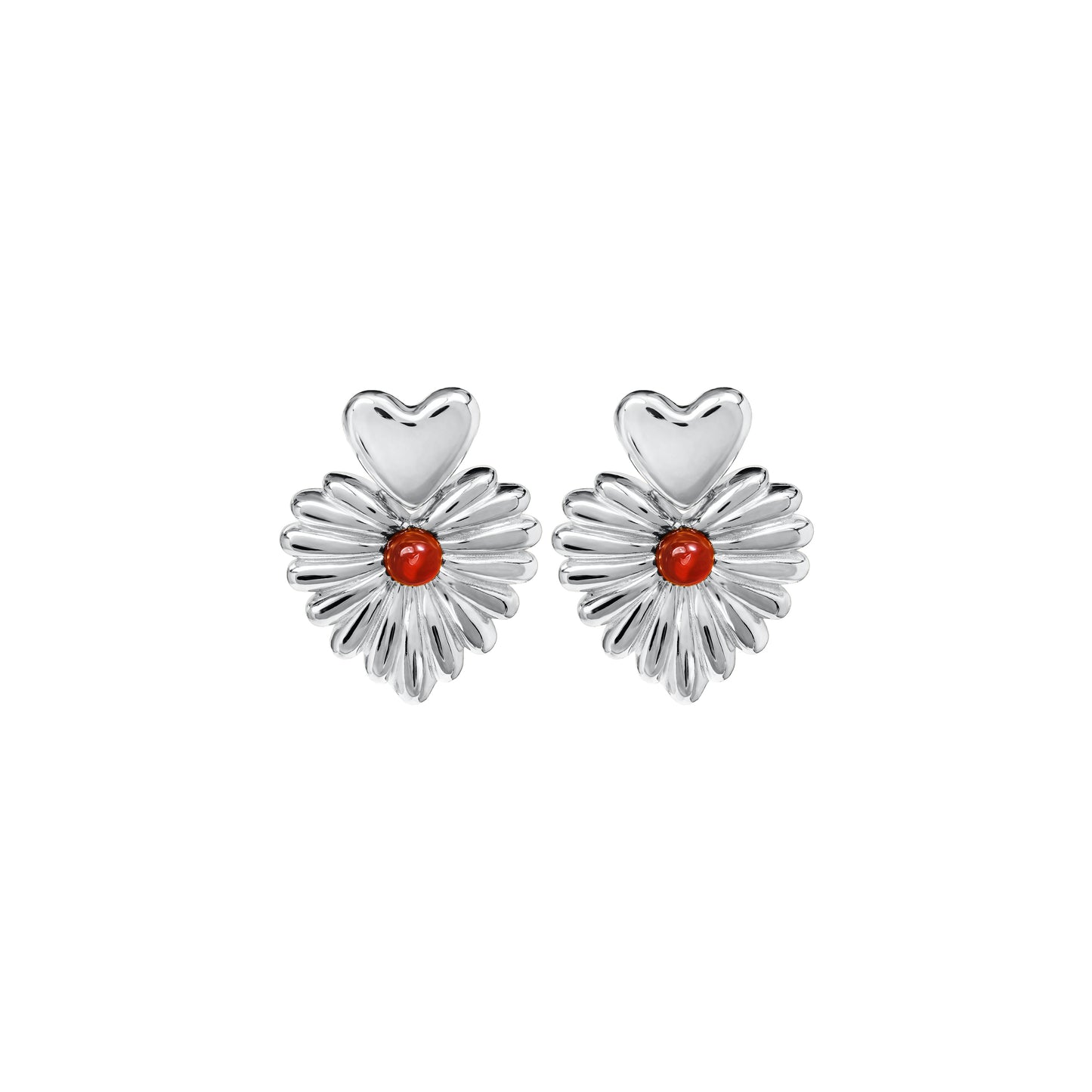 Kolczyki Valentin Maxi Silver z Kamieniem Red