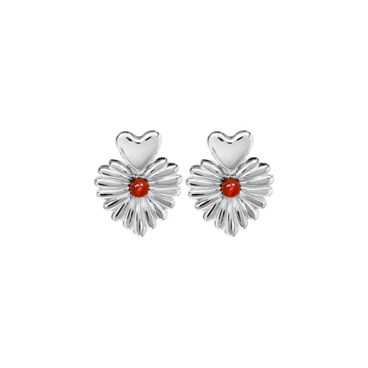 Kolczyki Valentin Maxi Silver z Kamieniem Red