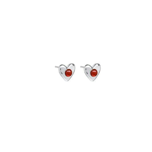 Kolczyki Valentin Mini Silver z Kamieniem Red