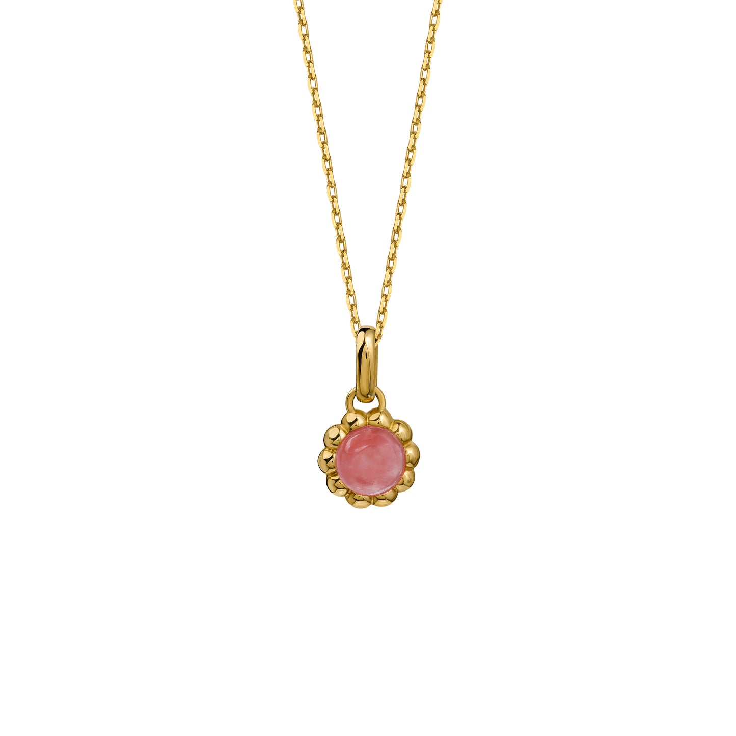 Naszyjnik Flora Gold z Kamieniem Pink