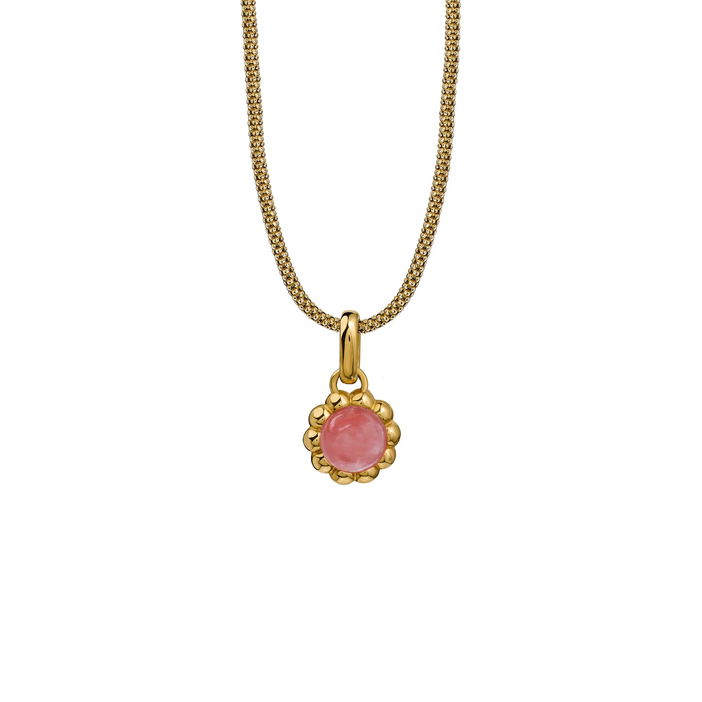 Naszyjnik Flora Gold z Kamieniem Pink Owal