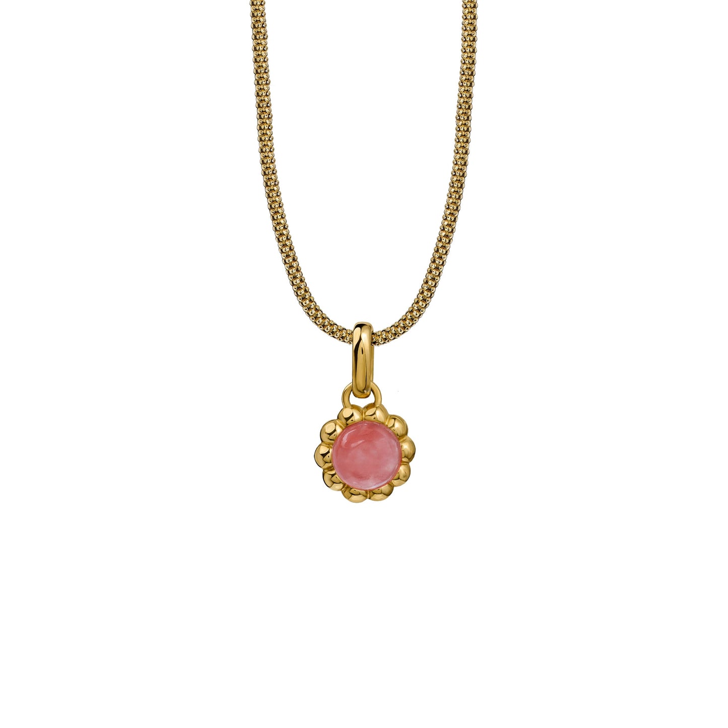 Zawieszka Flora Gold z Kamieniem Pink