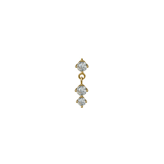 Kolczyk do piercingu Zirconia 3 Gold