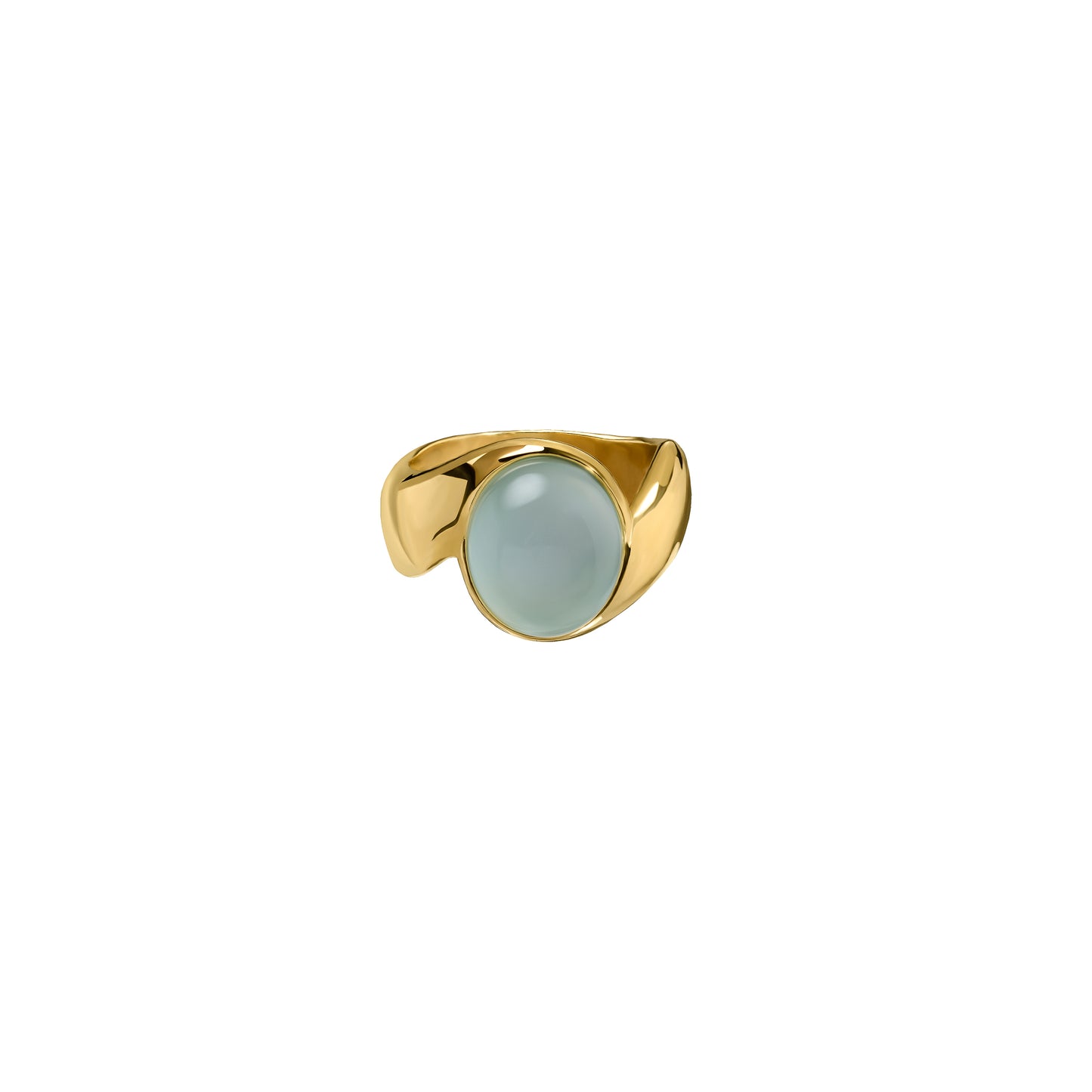 Pierścionek Swan Gold z kamieniem Aqua