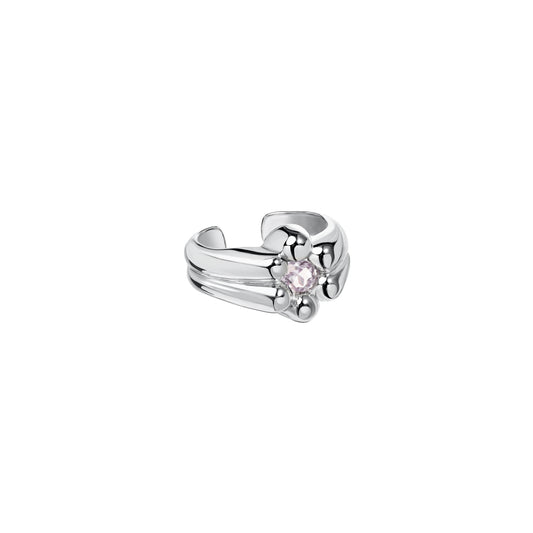 Sygnet Bloom Silver z kamieniem Pink