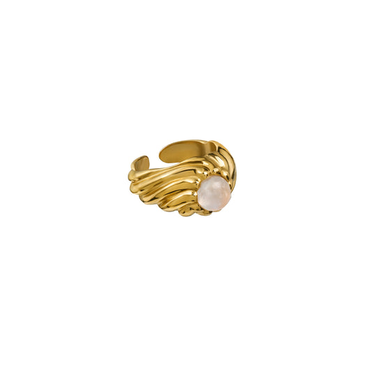 Sygnet Flora Gold z Kamieniem Moon