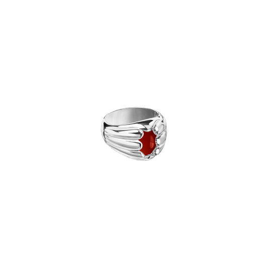 Sygnet Sirène Silver z Kamieniem Red